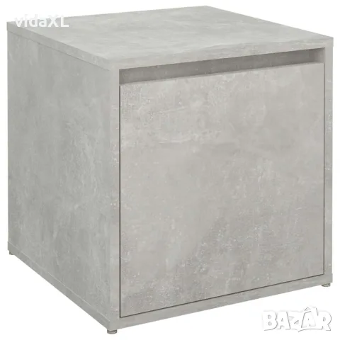 vidaXL Кутия с чекмедже, бетонно сива, 40,5x40x40 см, инженерно дърво