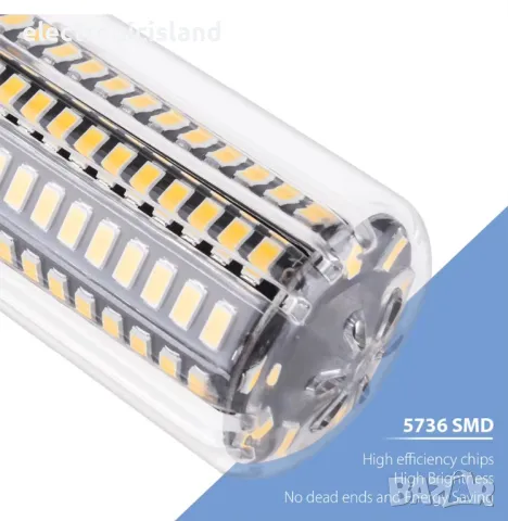 Силна Лед крушка E14 110-220V, 20W, 189 диода SMD 5736 led bulb, топло-бяла светлина, снимка 2 - Крушки - 48005422