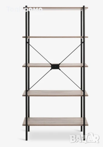 3 броя Етажерка VANDBORG 5 рафта цвят светъл дъб/черно, снимка 6 - Етажерки - 50599637