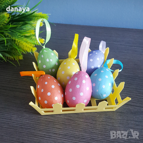 2824 Шарени великденски яйца в панерче, снимка 2 - Декорация за дома - 36459856