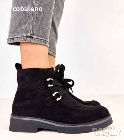 Дамски изолирани боти до глезена с декоративни връзки от Katrins, 2цвята , снимка 9 - Дамски боти - 52024199