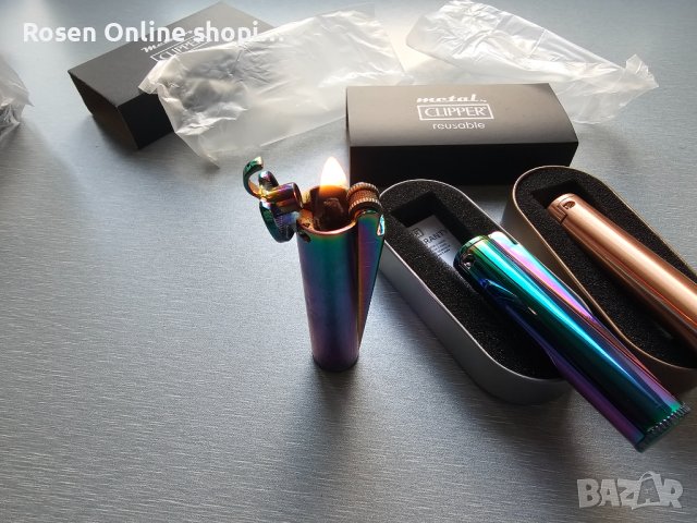 Бензинова запалка Clipper, Метална, Цвят хамелеон и златист, снимка 12 - Други - 44311003