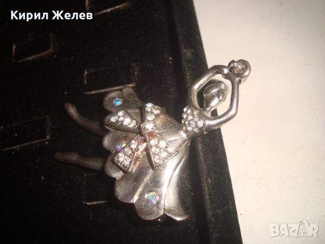 ТЕЖКА РАЗДВИЖЕНА АРТ ВИСУЛКА БАЛЕРИНА ПОСРЕБРЕНА с ЦИРКОНИ 18569, снимка 5 - Колиета, медальони, синджири - 31291468
