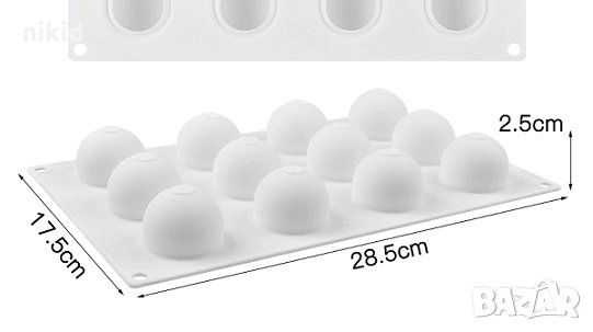 3D 12 бр цяло топче кръг сфера силиконов молд форма желирани бонбони фондан шоколад гипс шоко бомби, снимка 3 - Форми - 31381143