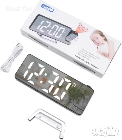 Ankilo 7.9-инчов LED проекционен будилник с огледален дисплей , снимка 8 - Друга електроника - 50875291