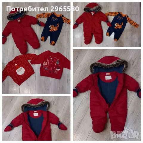 Лот за бебе момче, ръст 62 см / космонавт, коледни блузки, ромпър