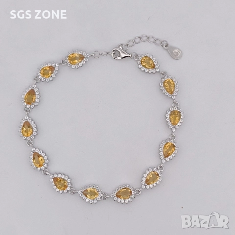 сребърна гривна с естествен цитрин, снимка 9 - Гривни - 52697107