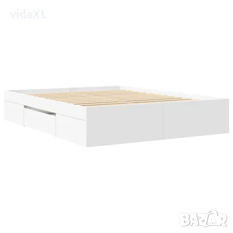vidaXL Рамка за легло без матрак Бяла 160x200 см инженерно дърво, снимка 7 - Спални и легла - 56146904