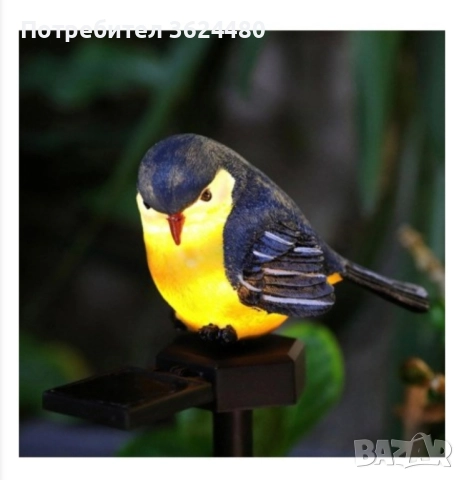 Декоративно Врабче градинска лампа , снимка 2 - Соларни лампи - 52263048