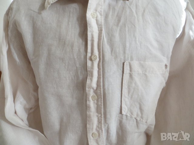 Мъжка риза с дълъг ръкав лен и памук HEMA, снимка 2 - Ризи - 42483849
