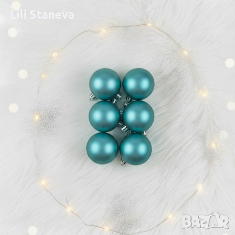 Комплект перлени коледни топки – 6 броя в различни цветове + подарък 6бр златисто блестящи топки., снимка 8 - Декорация за дома - 52341184