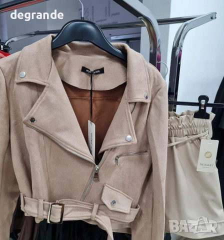 Дамско късо яке налично в Бежево и зелено, снимка 2 - Якета - 51466459