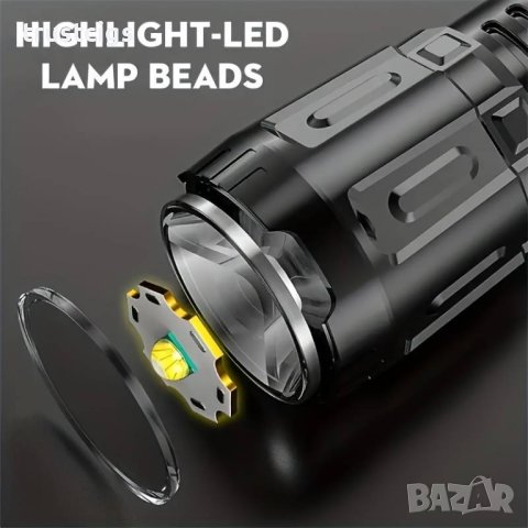 Мини мощен LED фенер с 3 режима и акумулаторна батерия, снимка 4 - Къмпинг осветление - 44483715
