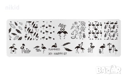XY-H07 Хаваи Фламинго тясна щампа шаблон за печат на нокти маникюр, снимка 2 - Продукти за маникюр - 29547352