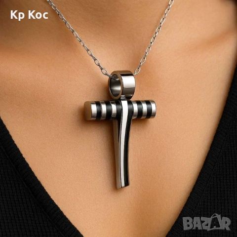 Луксозно колие с масивен кръст 💎 бижу | неръждаема стомана | стилен дизайн, снимка 2 - Колиета, медальони, синджири - 54218257