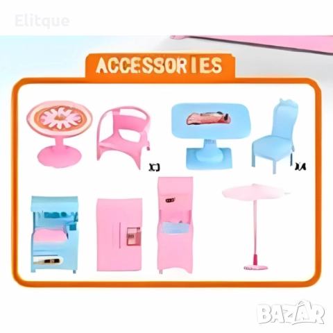 Къща с обзавеждане и кукли - 69 части, снимка 4 - Играчки за стая - 52745123