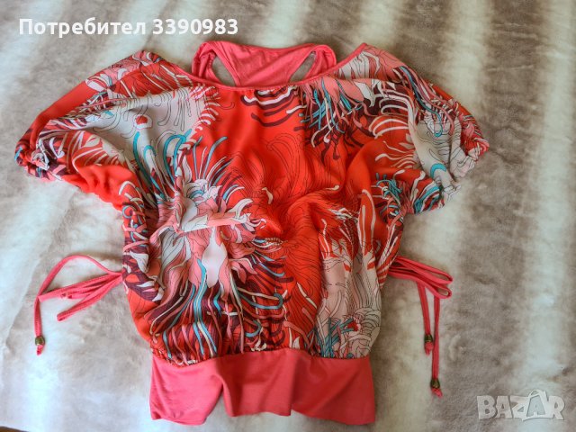 Интересна лятна блуза с вграден потник, снимка 3 - Корсети, бюстиета, топове - 36809169