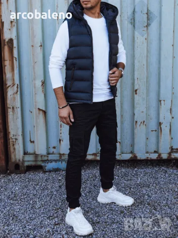 Ликвидация! Мъжка ватирана жилетка с качулка, 2цвята , снимка 7 - Суичъри - 47586150