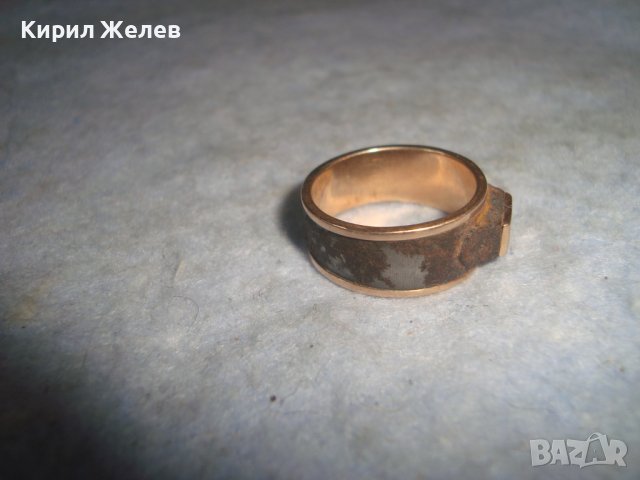 МНОГО РЯДКА ИЗРАБОТКА СТАР ПРЪСТЕН ЖЕЛЯЗО с ПОЗЛАТА КОЛЕКЦИОНЕРСКИ 29467, снимка 3 - Антикварни и старинни предмети - 37787272