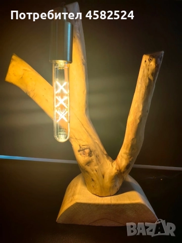 Дървена нощна лампа, рустик , снимка 2 - Други - 52511882