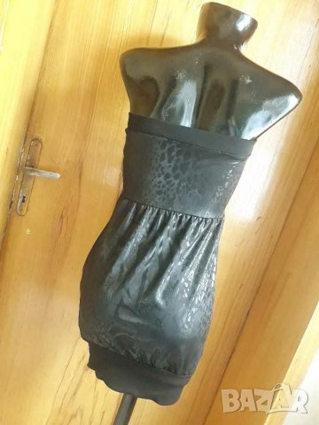 Черна къса рокля бюстие със змийски принт С/М, снимка 3 - Рокли - 18914254