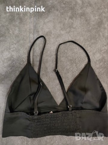 Топ потник Stradivarius сатенен черен, снимка 1