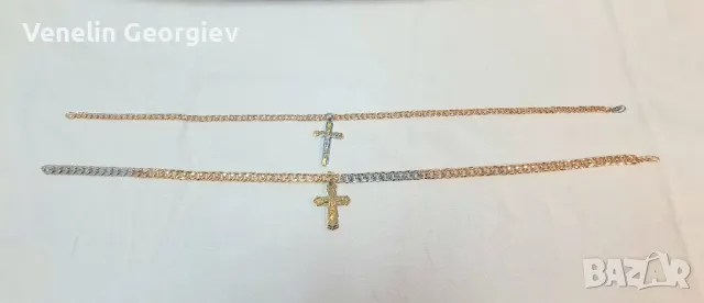 Стоманен синджир с кръс в цвят злато 2бр, 56см. / 60см., снимка 12 - Колиета, медальони, синджири - 48984381