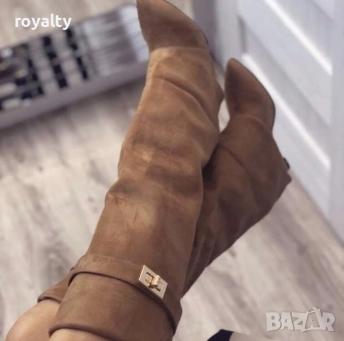 Ботуши на Платформа - Кафяв Велур