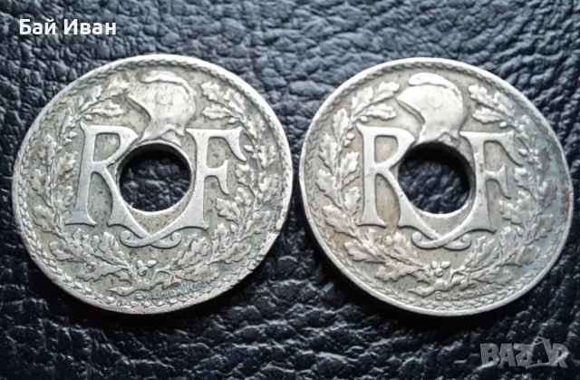Стара монета 10 сантима 1922 г. и 1924 г. Франция - красавици !, снимка 11 - Нумизматика и бонистика - 42197936