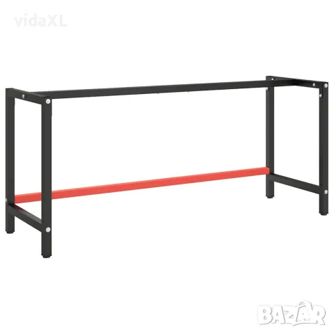 vidaXL Рамка за работна маса матово черно и червено 180x57x79 см метал