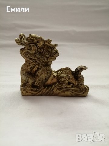 Сувенир малка статуетка китайски дракон в бронзов цвят, снимка 1 - Декорация за дома - 44466513