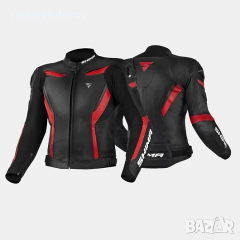 Мъжко кожено мото яке за мотор SHIMA CHASE BLACK/RED 2025, снимка 2 - Аксесоари и консумативи - 51019818