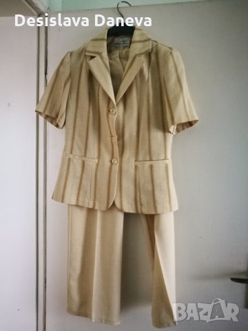 Дамски бежов костюм, панталон и сако, Смег, размер 42, снимка 1 - Костюми - 29201710