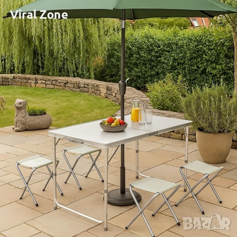 Комплект сгъваема алуминиева маса с 4 стола , снимка 9 - Къмпинг мебели - 53080643