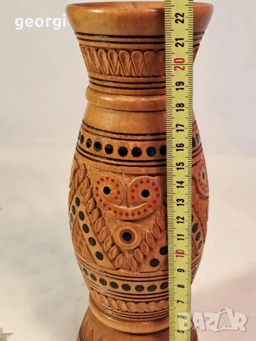 дървена ваза дърворезба ръчна изработка 26/3, снимка 8 - Декорация за дома - 50812671