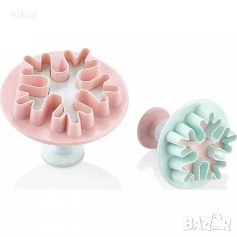 2 бр Дебели снежинки снежинка форма резец пластмасови форми за фондан с бутало резци за сладки тесто