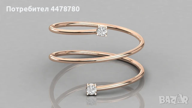 Елегантен златен пръстен с два диаманта