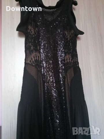 DOLCE DOMENICA уникална дълга рокля #пайети #мрежа #размер М, снимка 2 - Рокли - 29649077