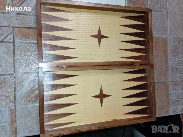  Шах-табла 34/34 с дървени фигури и  пулове, снимка 3 - Шах и табла - 41016677