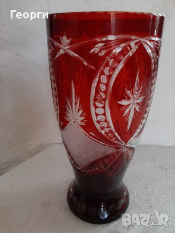 Червен кристал ваза , снимка 1
