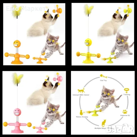 Забавна и възпитателна въртяща се играчка за котки