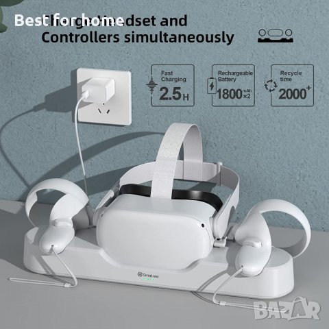 Smatree зареждане на док, съвместим за Oculus Quest 2/Meta Quest 2, VR контролер и зареждане на слуш, снимка 9 - Безжични зарядни - 39919806