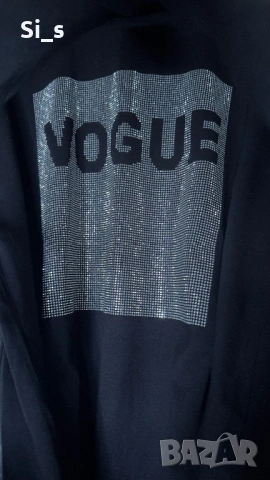 Нова черна блузка с камъни и тюл Л размер, снимка 5 - Тениски - 53271249