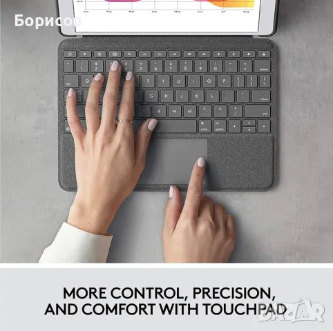  Logitech Combo Touch iPad Air 13-инча (M2,Mвисококачествен калъф с отделяща се клавиатура и тракпад, снимка 2 - Клавиатури и мишки - 55961983