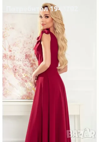 Елегантна дълга рокля в цвят бордо 405-1 Numoco, снимка 4 - Рокли - 47721529
