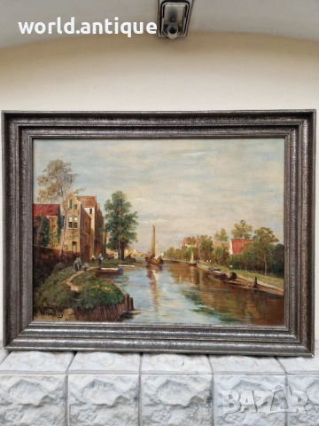 Топ - Уникална антикварна огромна авторска майсторска картина масло върху платно , снимка 3 - Антикварни и старинни предмети - 53210599