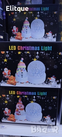 Коледна LED лампа сфера с коледна фигура на Снежен човек и многоцветна светлина, снимка 6 - Декорация за дома - 52572587