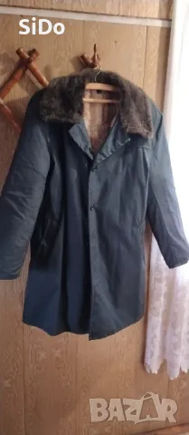 HOBA Синя шуба с кожа отвътре размер 52, снимка 12 - Други - 49893318