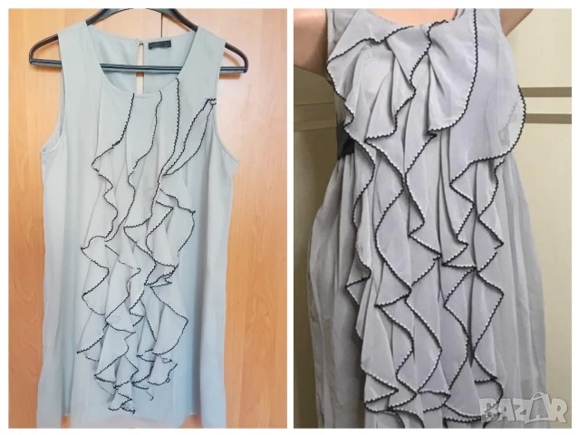 Сива рокля жабо