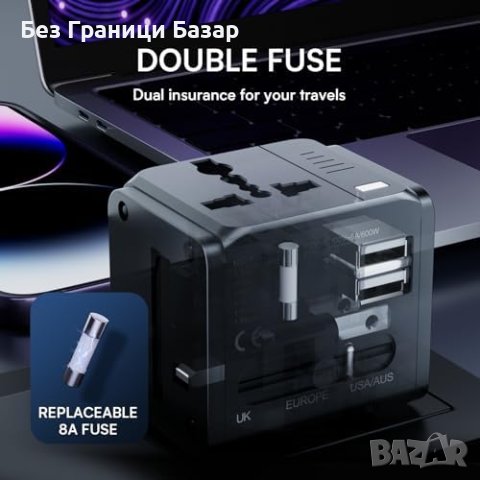 Нов Универсален Пътуване Адаптер: Мощен, Компактен, Световна Съвместимост, снимка 4 - Друга електроника - 44259421